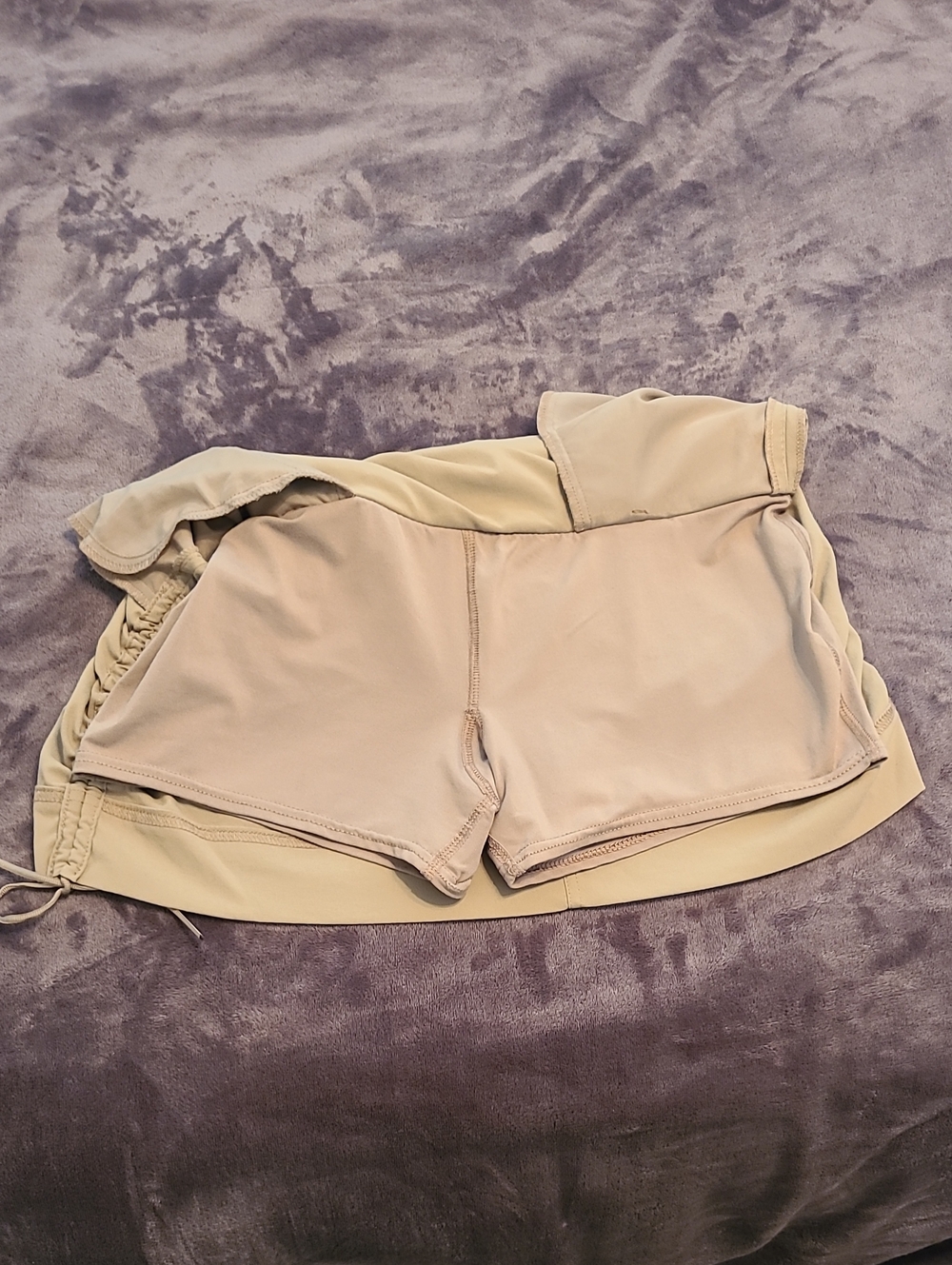 Women’s Mini Skirt with Side Ruching - Light Beige - Picture 4 of 6
